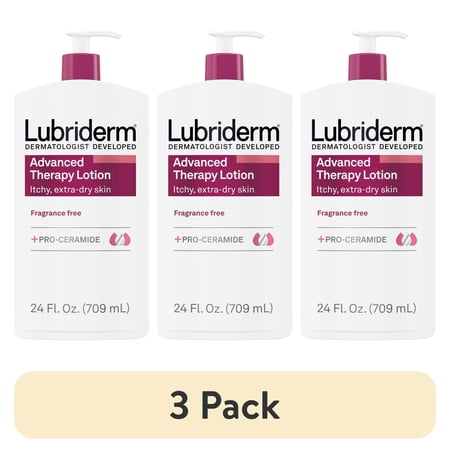 (3 pack) Lubriderm Advanced Therapy Fragrance Free Lotion, Vitamin E, 24 fl. oz