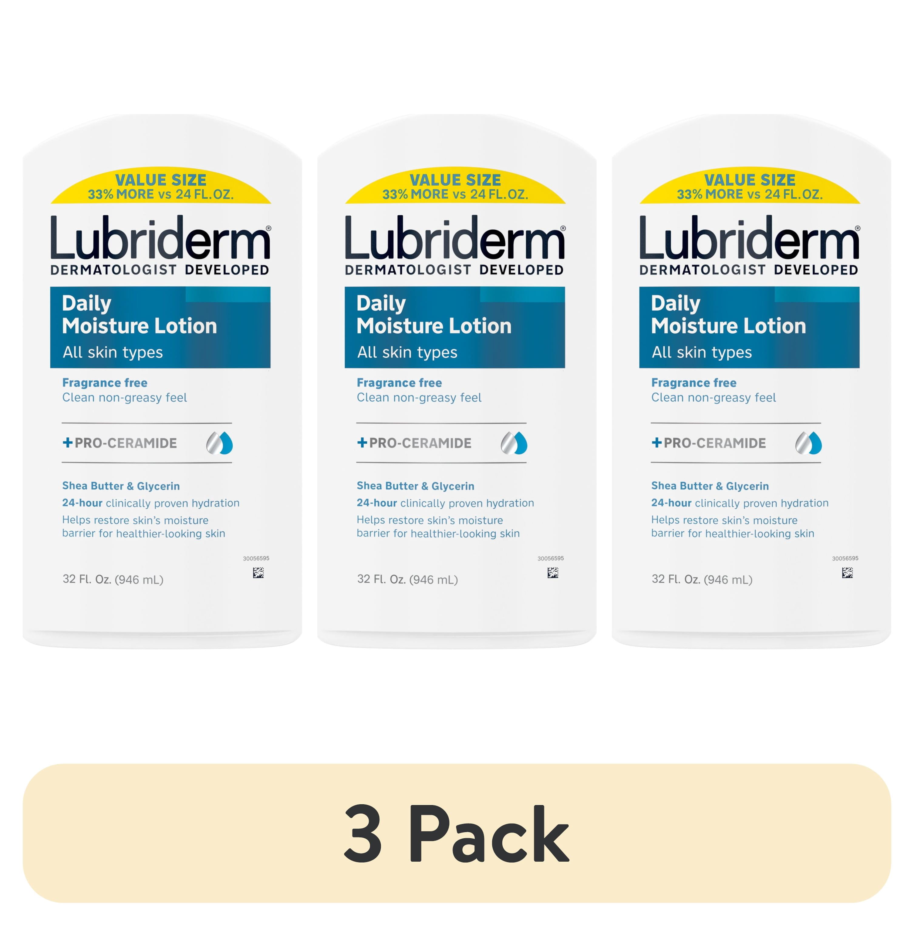 (3 pack) Lubriderm Daily Moisture Body Lotion + Pro-Ceramide, Value-Size, 32 fl. oz