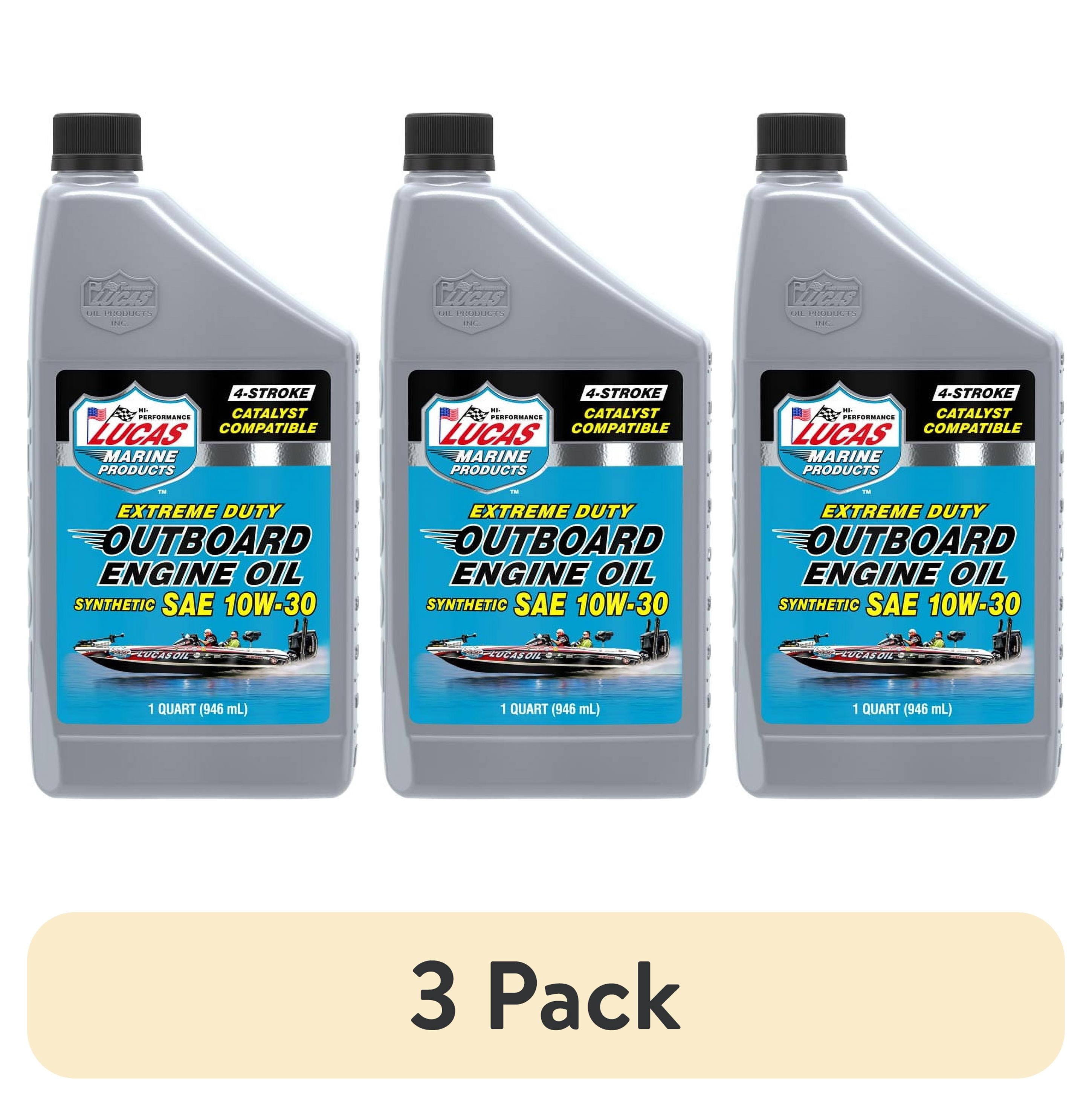 (3 pack) Lucas Oil 10661 Outboard Engine Oil Synthetic SAE 10W-30, 1 QT
