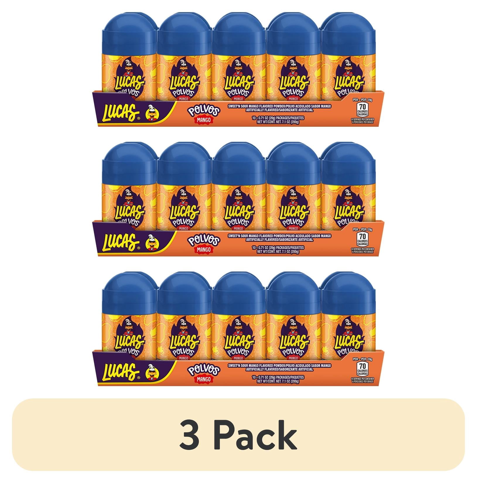 (3 pack) Lucas Polvos Mango Chili Powder Candy, 0.71 oz, 10 Packages