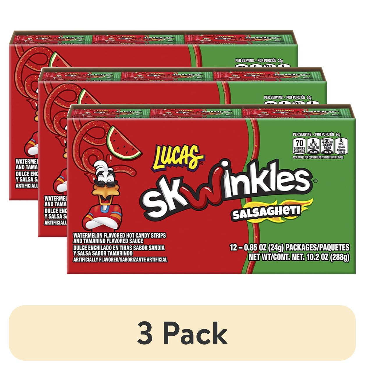 (3 pack) Lucas Skwinkles Salsagheti Watermelon, 0.85 oz, 12 Packages