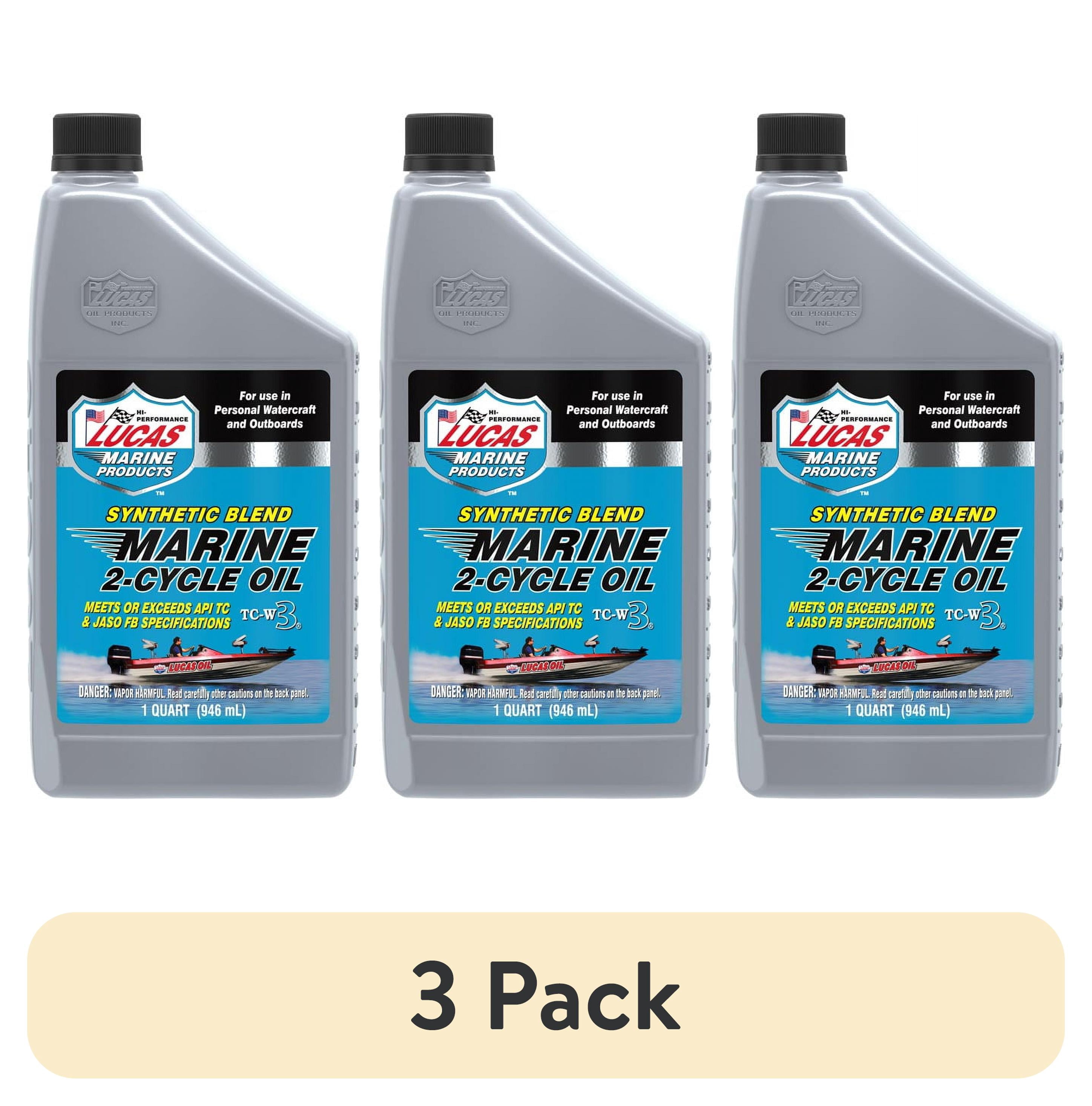 (3 pack) Lucas 2-Cycle Marine Synthetic Blend Motor Oil 32 Ounce TC-W3 Certified