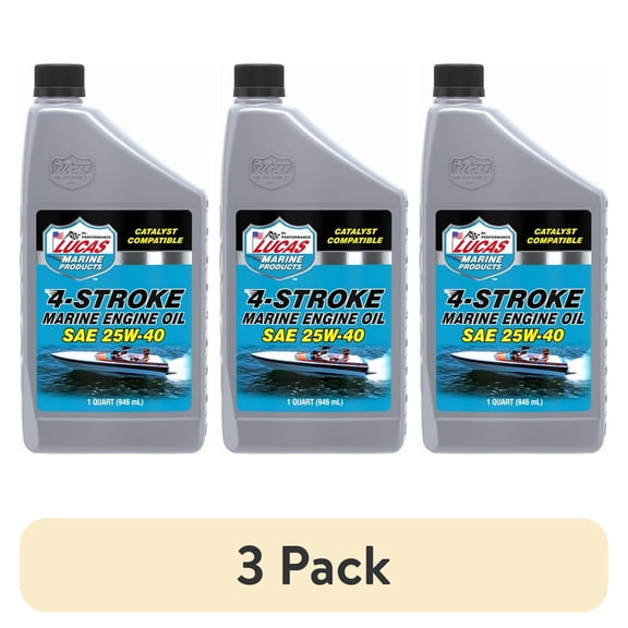 (3 pack) Lucas 4-Stroke Synthetic Blend Marine SAE25W40 Oil 32 Ounce