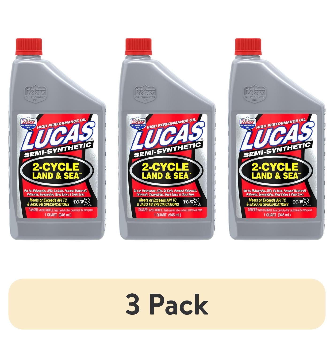 (3 pack) Lucas Land & Sea Synthetic Blend 2-Cycle Engine Oil 32 Ounce Quart