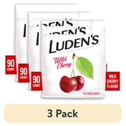 3 pack Ludens Sore Throat Drops, For Minor Sore Throat Relief, Wild Cherry, 90 Count