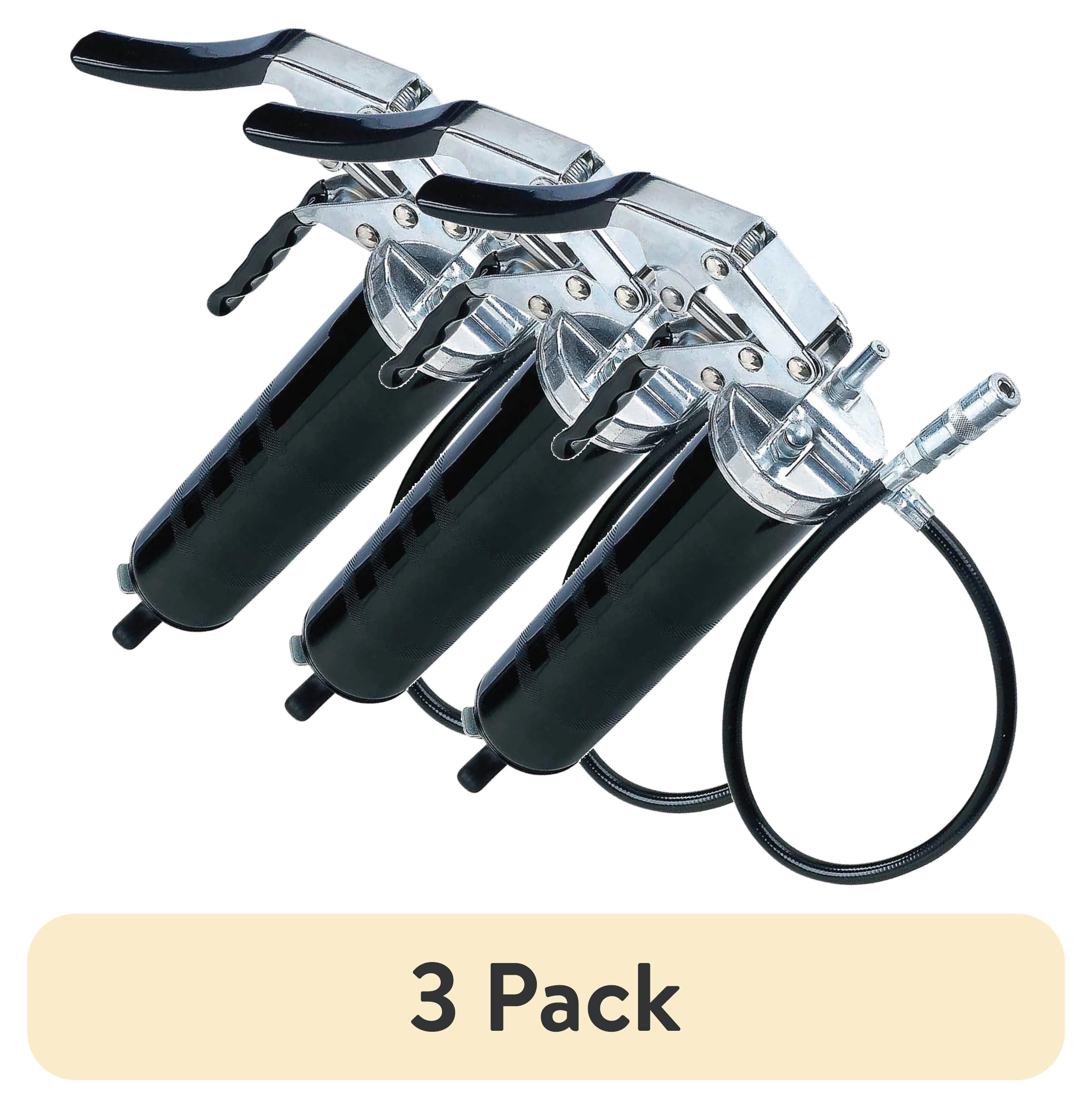 (3 pack) Lumax Heavy-Duty Pistol Grease Gun with 18" Flex Hose