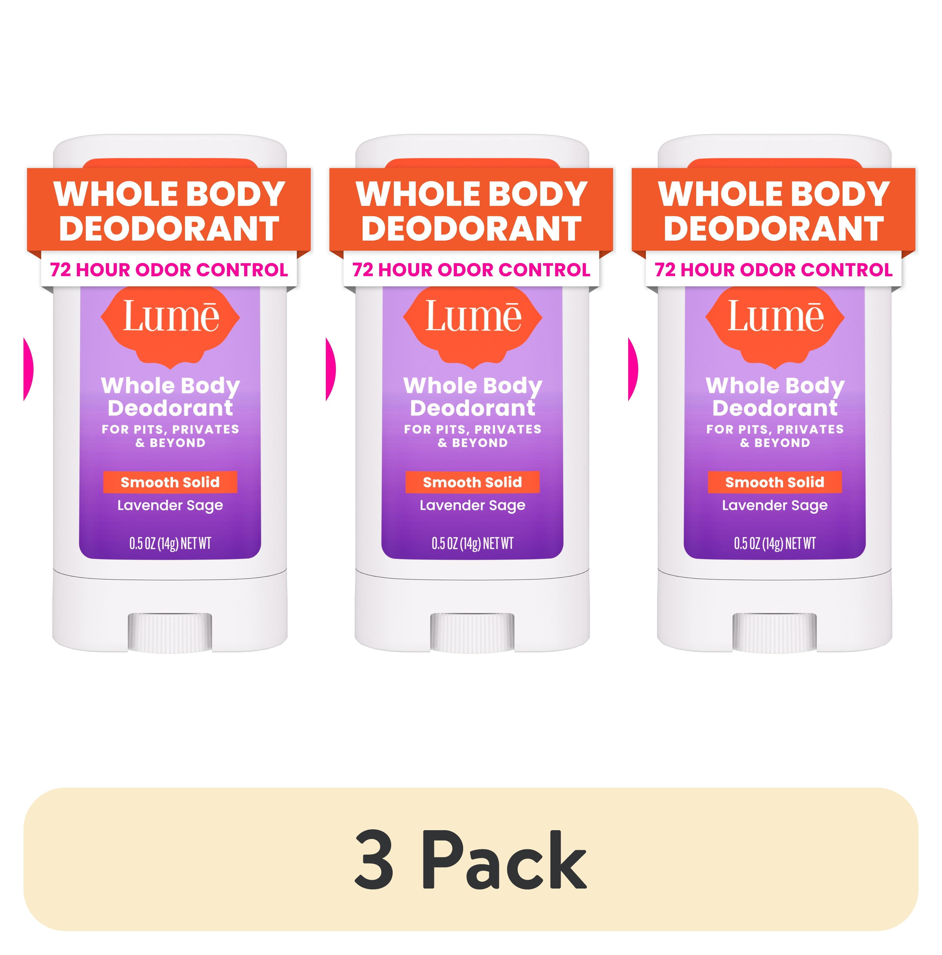 (3 pack) Lume Whole Body Womens Deodorant - Trial Size Smooth Solid Stick - Aluminum Free - Lavender Sage - .5oz