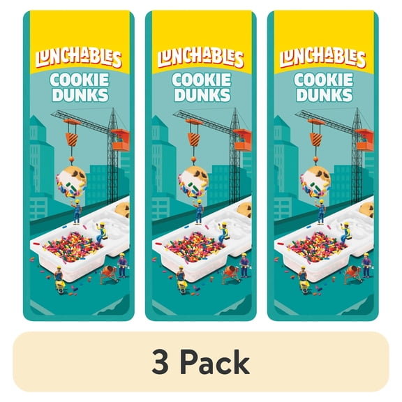 (3 pack) Lunchables Cookie Dunks Kids Lunch Snack Dessert, 1.95 oz Tray