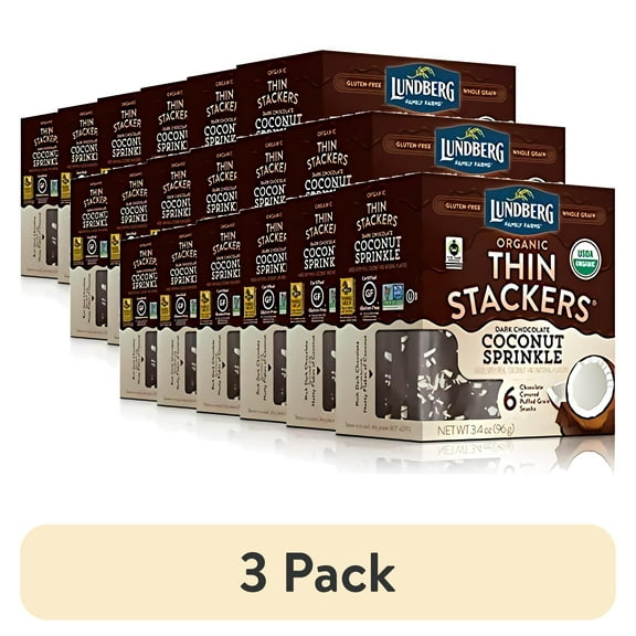 (3 pack) Lundberg, Organic Thin Stackers, 3.4 oz (GlutenFree, Whole Grain, Kosher Dairy, USDA Organic, NonGMO Project Verified, F
