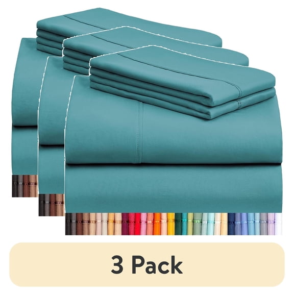 (3 pack) Luxclub King Cooling Sheets Set, Deep Pockets, Wrinkle-Free, Includes 1 Fitted Sheet, 1 Flat Sheet, and 2 Pillowcases, Teal, 4 Piece