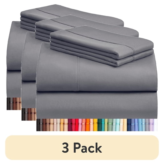 (3 pack) Luxclub Cooling 4 pc Microfiber Sheet Set, Silver California King- Soft, and Deep Pocketed Comfortable Bed Sheets