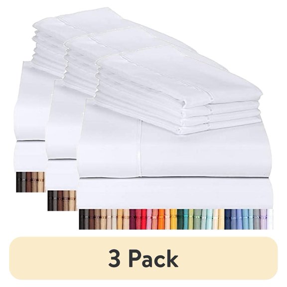 (3 pack) Luxclub Cooling 6 pc Microfiber Sheet Set, White Full- Soft, and Deep Pocketed Comfortable Bed Sheets