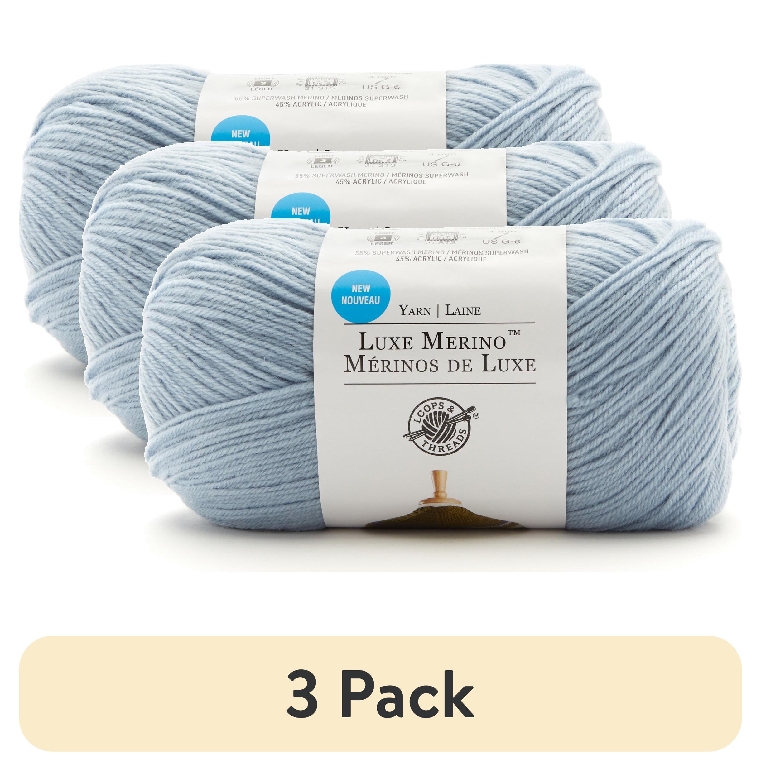 (3 pack) Luxe Merino Solid Yarn by Loops & Threads - Yarn for Knitting ...