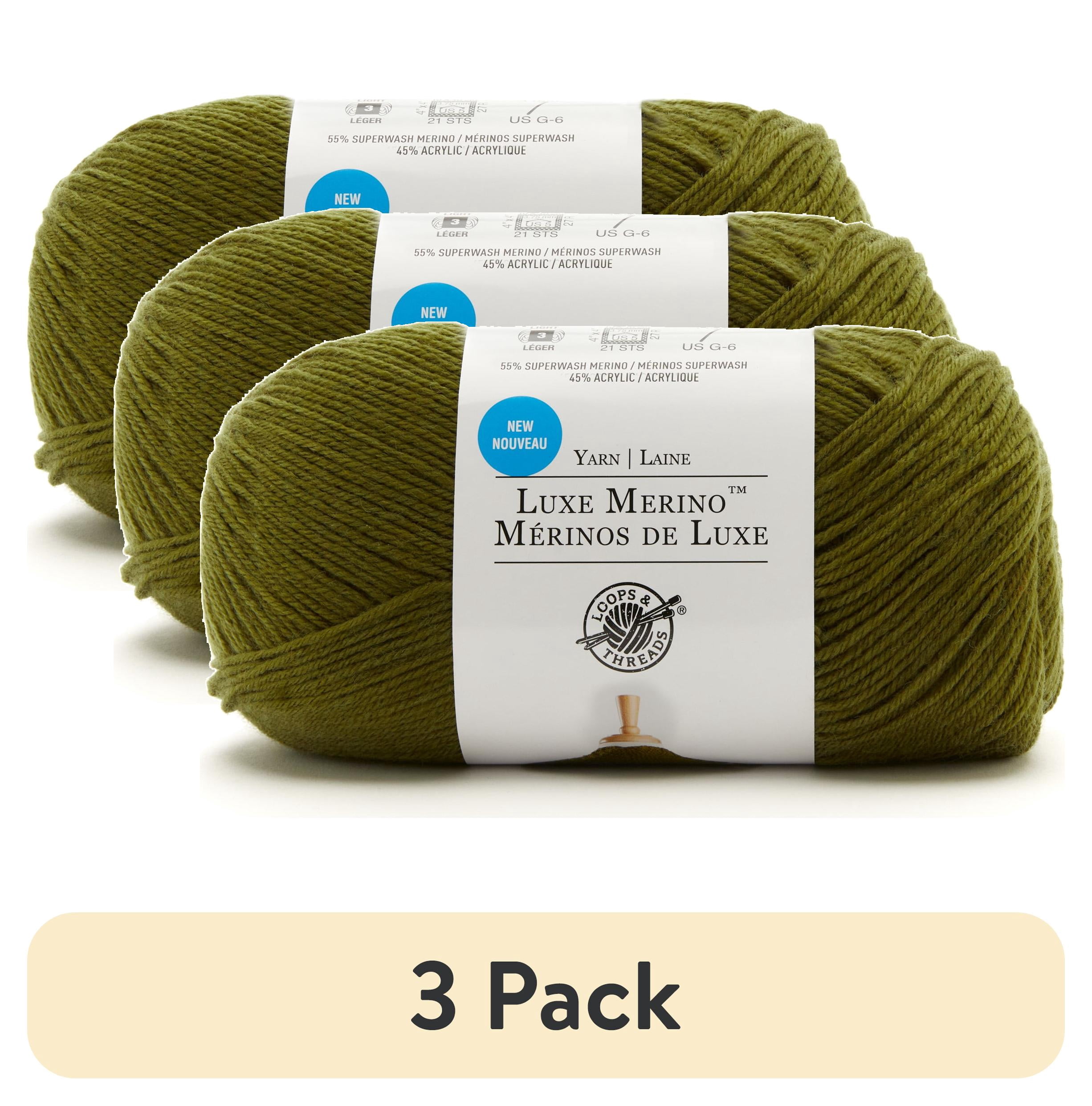 (3 pack) Luxe Merino Solid Yarn by Loops & Threads - Yarn for Knitting ...