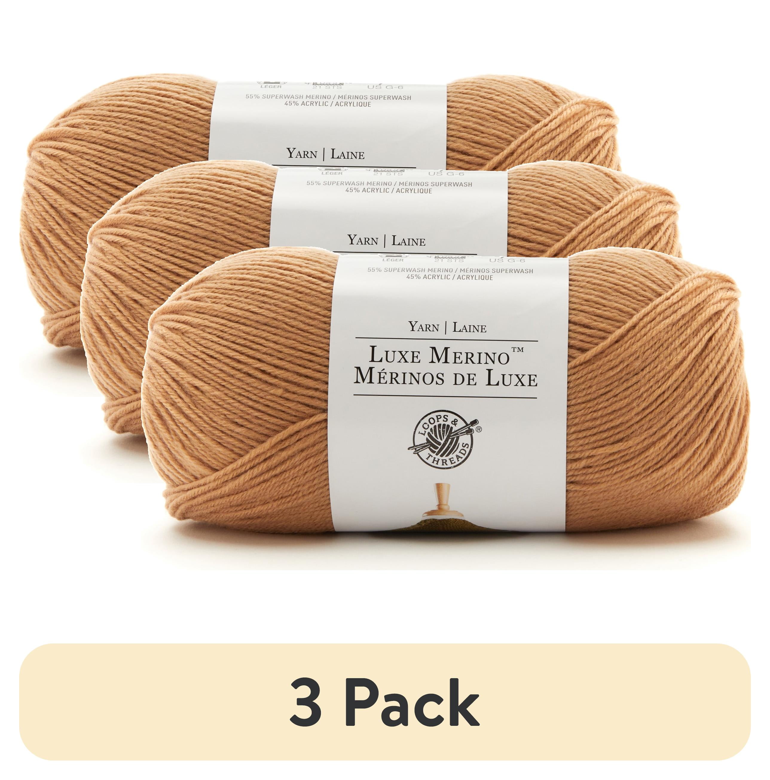 (3 pack) Luxe Merino Solid Yarn by Loops & Threads - Yarn for Knitting ...