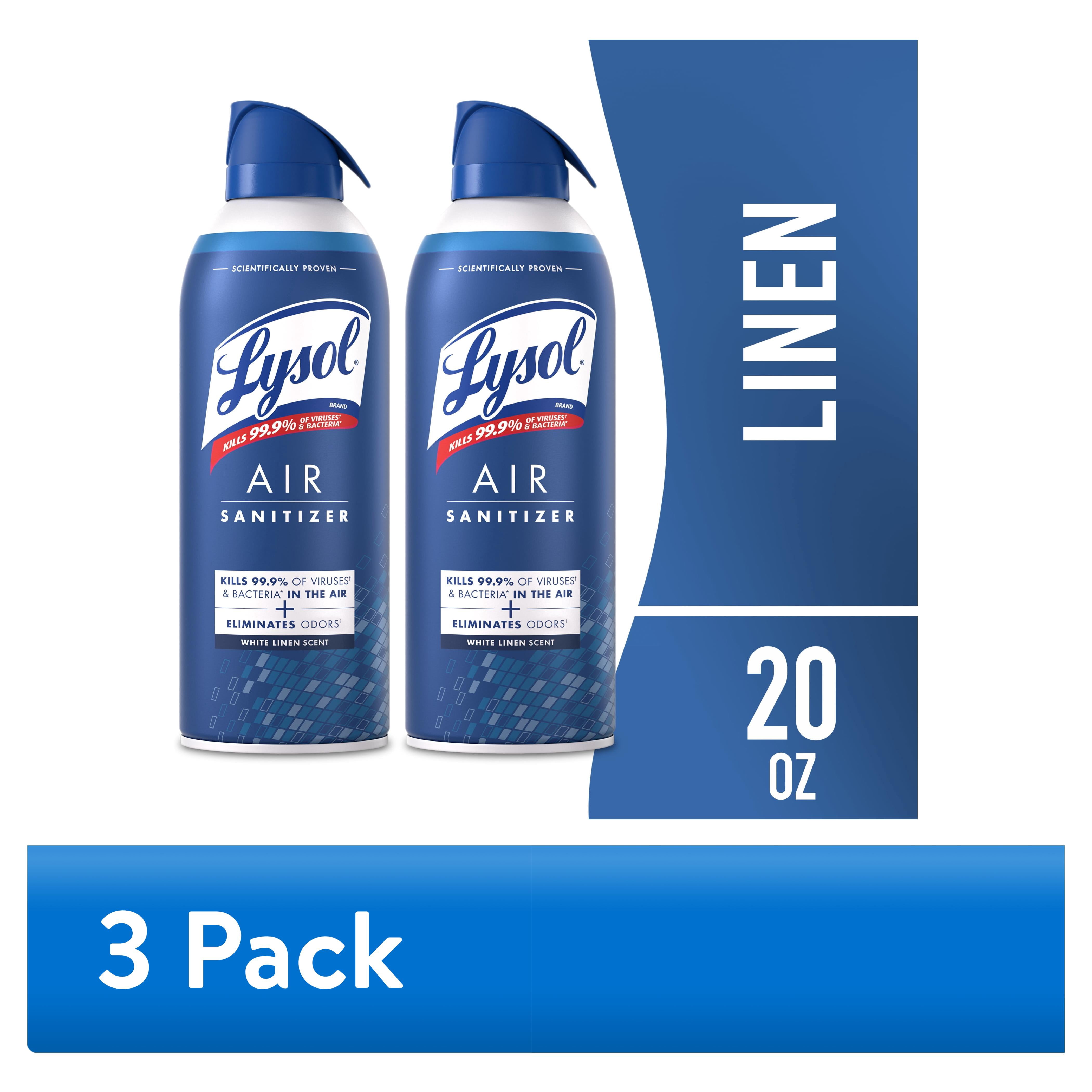 (3 pack) Lysol Air Sanitizer Spray for Air Sanitization and Bacterial Odor Elimination, Air Freshener Alternative, White Linen Scent, 10 oz (Pack of 2)