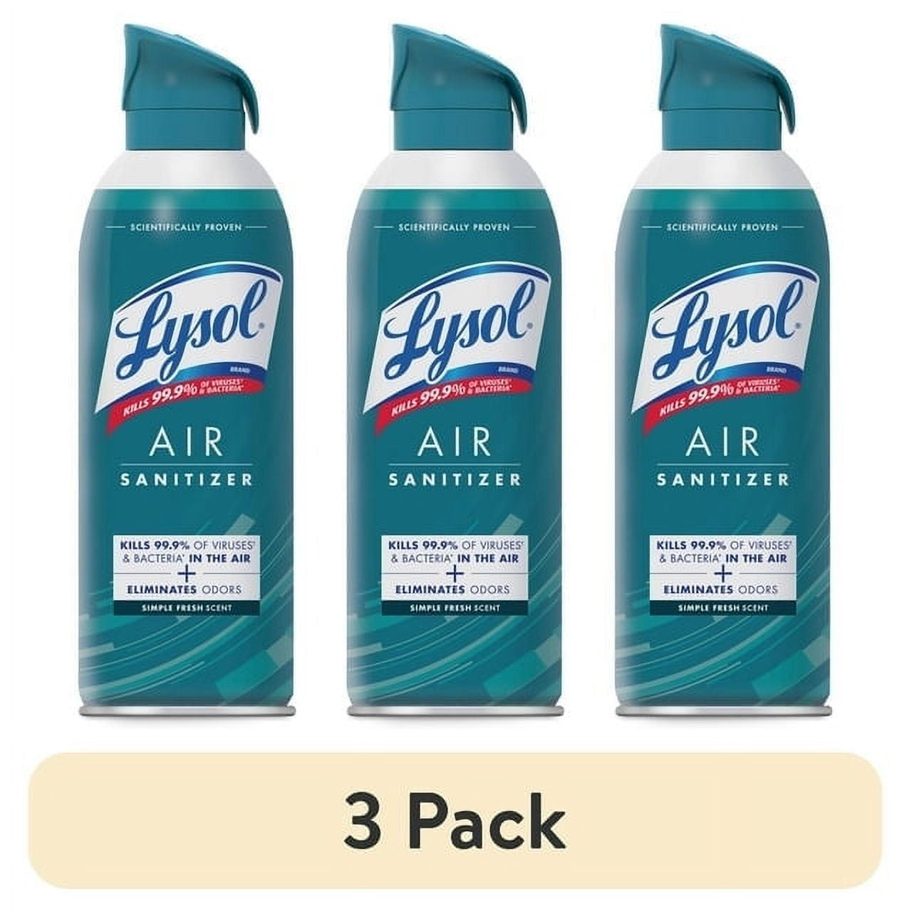 (3 pack) Lysol Air Sanitizer Spray, Air Sanitizer and Bacterial Odor Eliminating, Simple Fresh, 10 oz