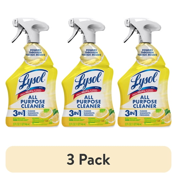 (3 pack) Lysol® All Purpose Cleaner Sanitizing and Disinfecting Spray Lemon Breeze Scent, 32 oz, Bottle