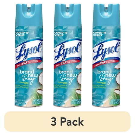 (3 pack) Lysol Disinfectant Spray, Brand New Day Coconut Water & Sea Minerals , 19 oz.