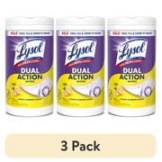 3 pack Lysol Dual Action Disinfectant Wipes, Multi-Surface Antibacterial Scrubbing Wipes, For Disinfecting and Cleaning, Citrus Scent, 75 Count