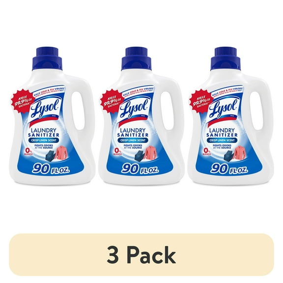 (3 pack) Lysol Laundry Sanitizer Additive, Sanitizing Liquid for Clothes and Linens, Crisp Linen, 90 fl oz