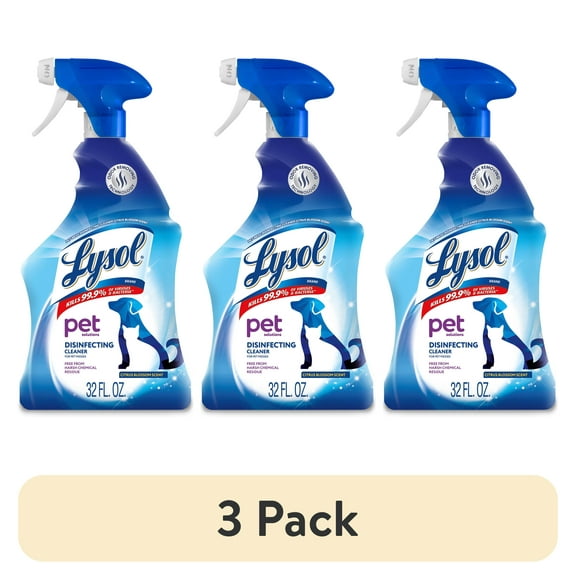 (3 pack) Lysol Pet Solutions –Disinfecting Cleaner, Citrus Blossom Scent, 32 fl oz