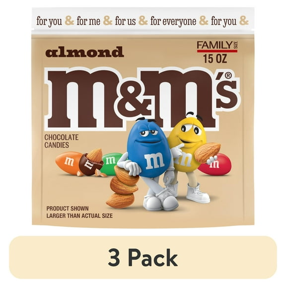 (3 pack) M&M's Almond Milk Chocolate Candy Family Size - 15 oz Bag