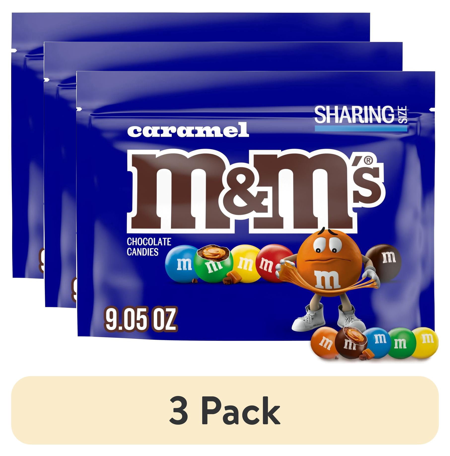 3 pack) M&M's Caramel Milk Chocolate Candy, Sharing Size - 9.05 oz