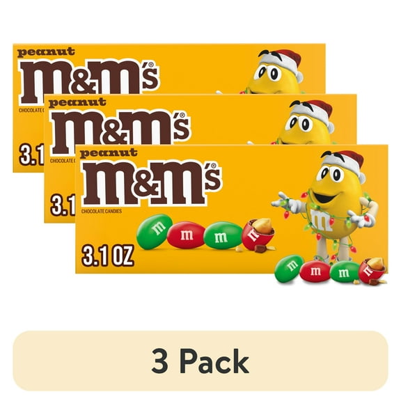 (3 pack) M&M's Peanut Milk Chocolate Christmas Candy - 3.1 oz Box