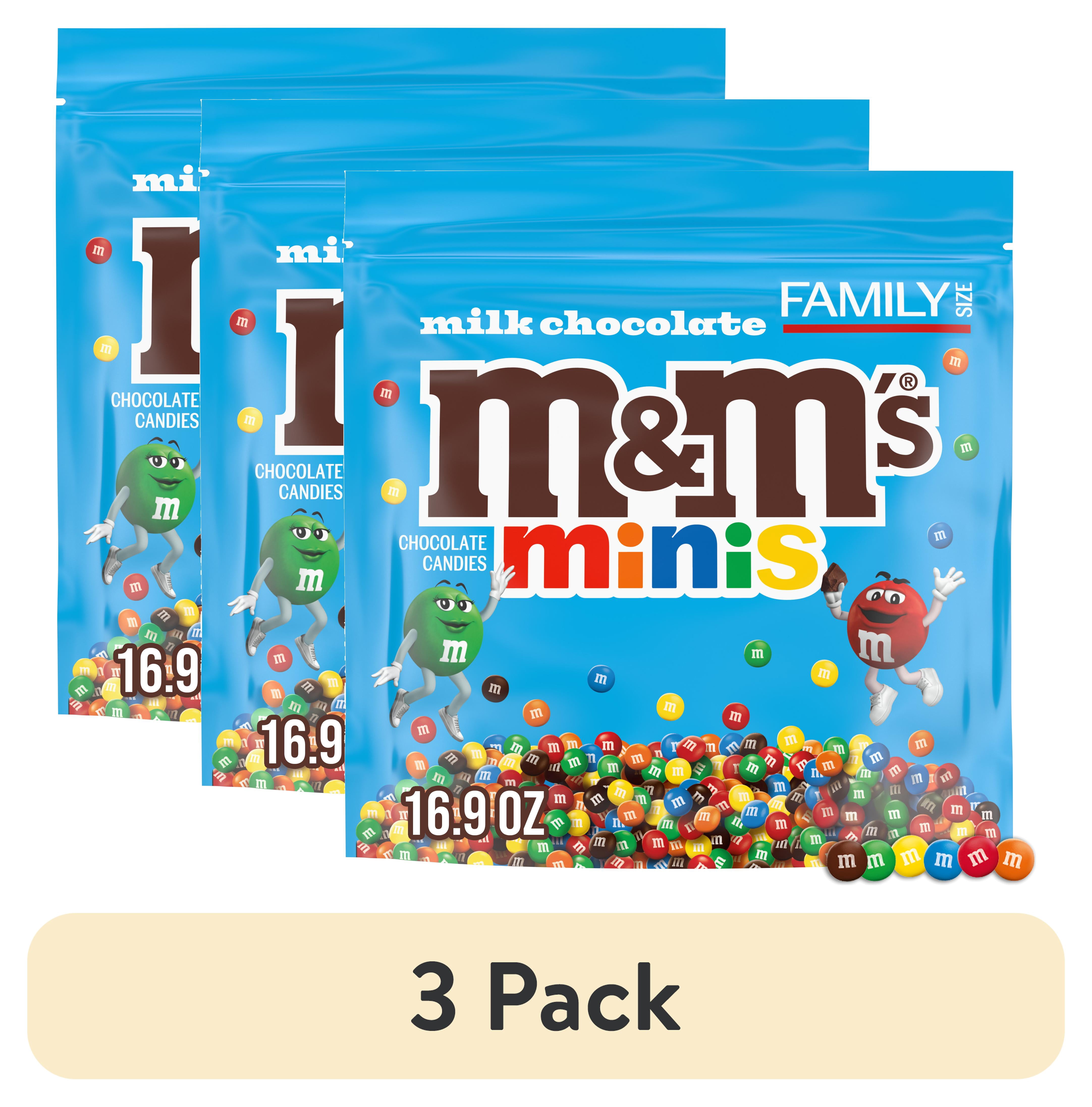 3 pack) M&M's MINIS Milk Chocolate Candy, Family Size, 16.9 oz Bag