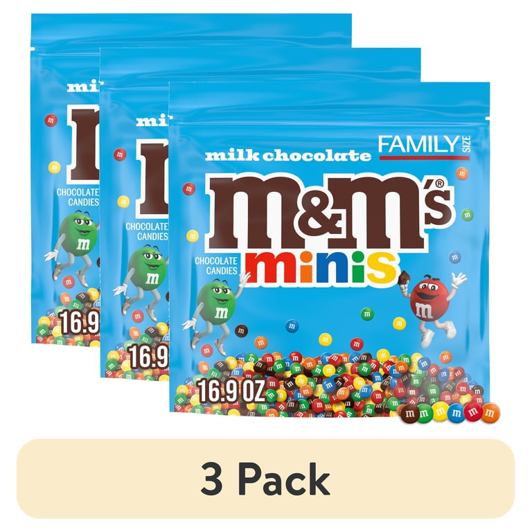 エムアンドエムズ M&M 3 pack) M&M's MINIS Milk Chocolate Candy, Family Size, 16.9 oz Bag