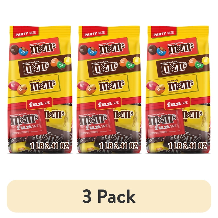 3 pack) M&M's Milk Chocolate Candy Fun Size Variety Pack, Party