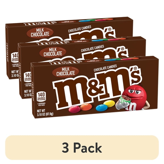 (3 pack) M&M's Milk Chocolate Candy Theater Box - 3.1 oz Box-Pack of 4