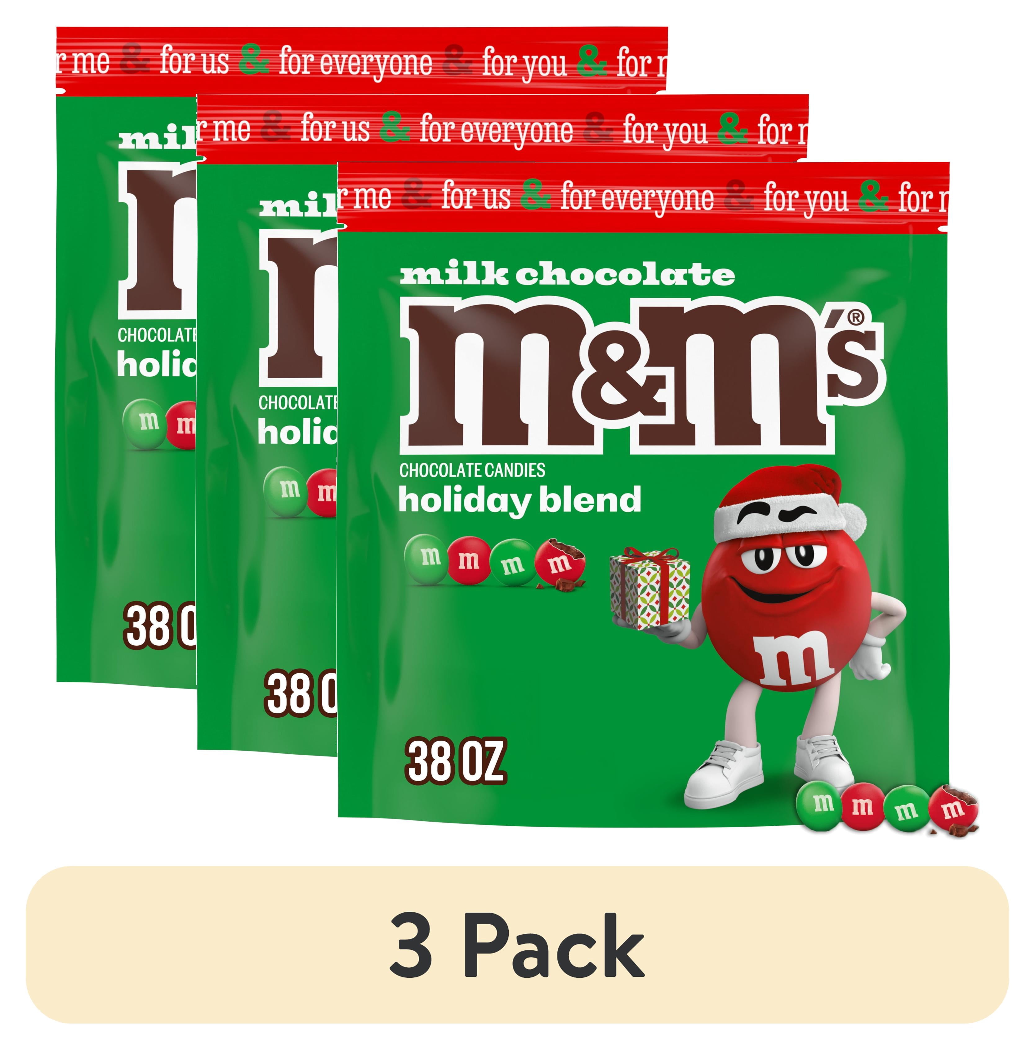 (3 pack) M&M's Milk Chocolate Christmas Candy - 38 oz Resealable Bag