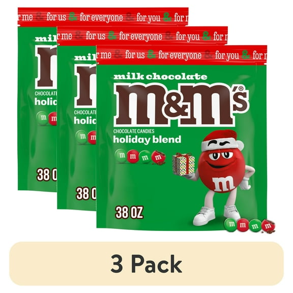 (3 pack) M&M's Milk Chocolate Christmas Candy - 38 oz Resealable Bag