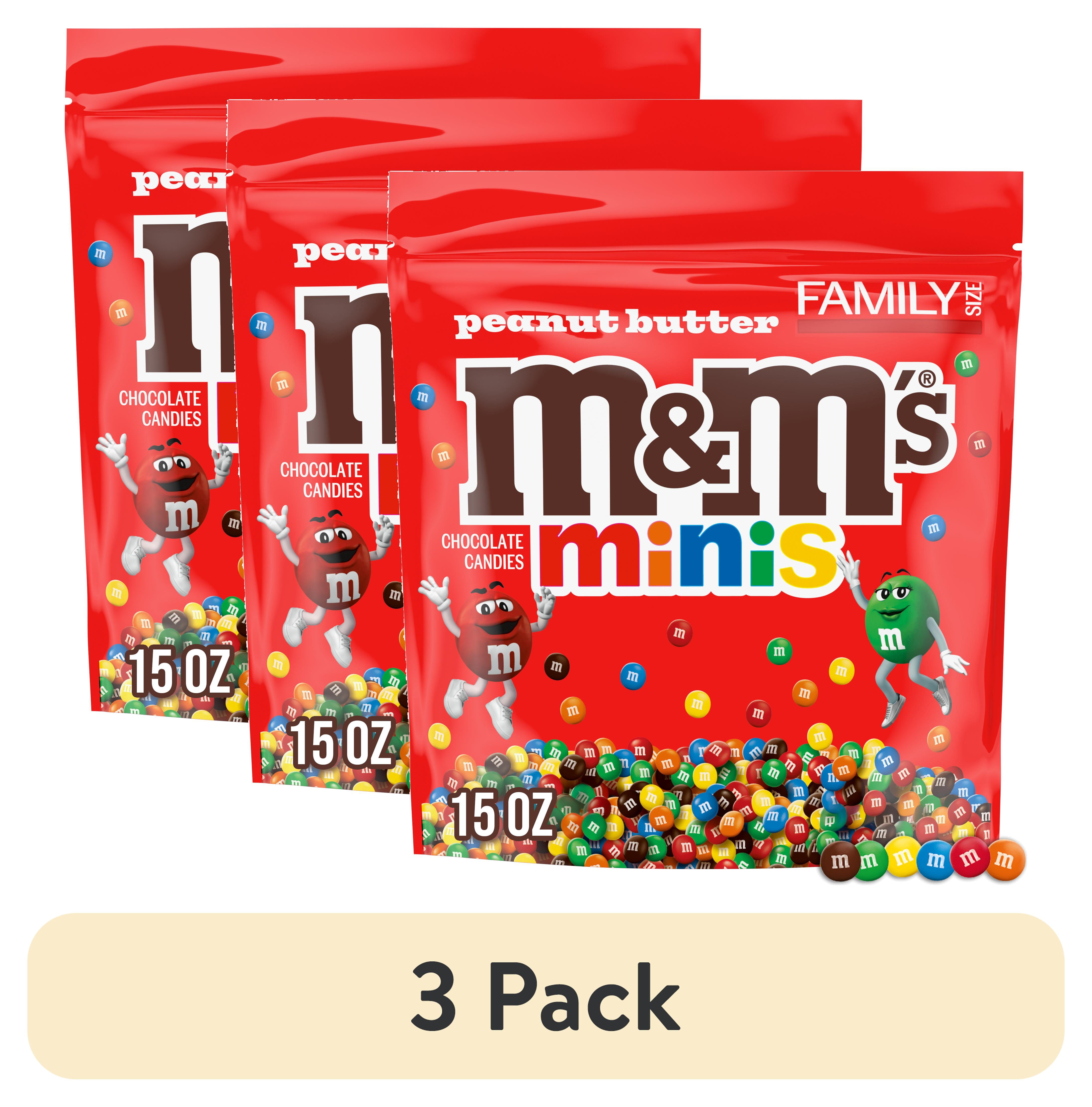 (3 pack) M&M's Minis Peanut Butter Candy, Family Size - 15 oz Bulk Resealable Bag