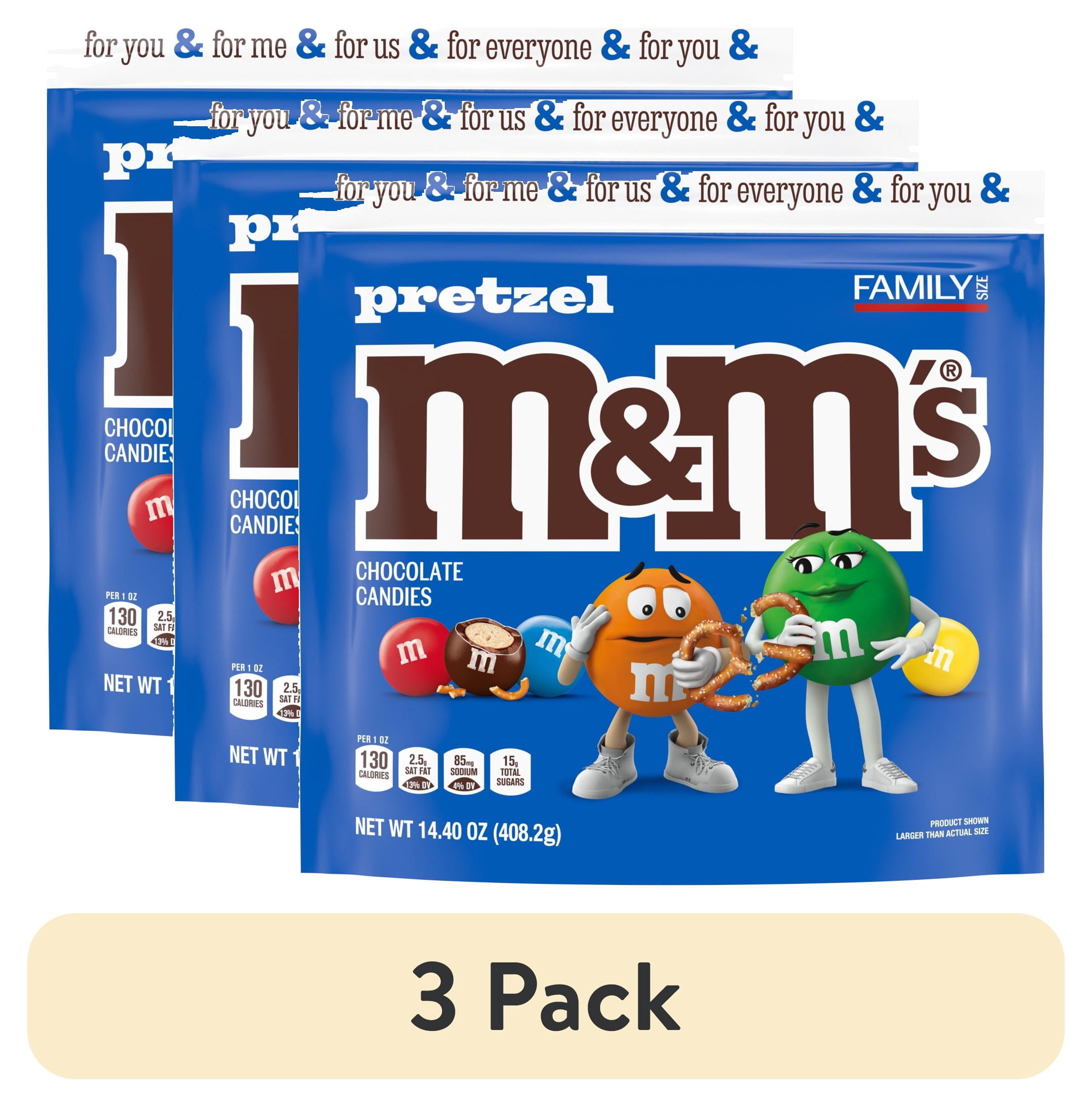 3 pack) M&M's Pretzel Milk Chocolate Candy, Family Size - 14.4 oz