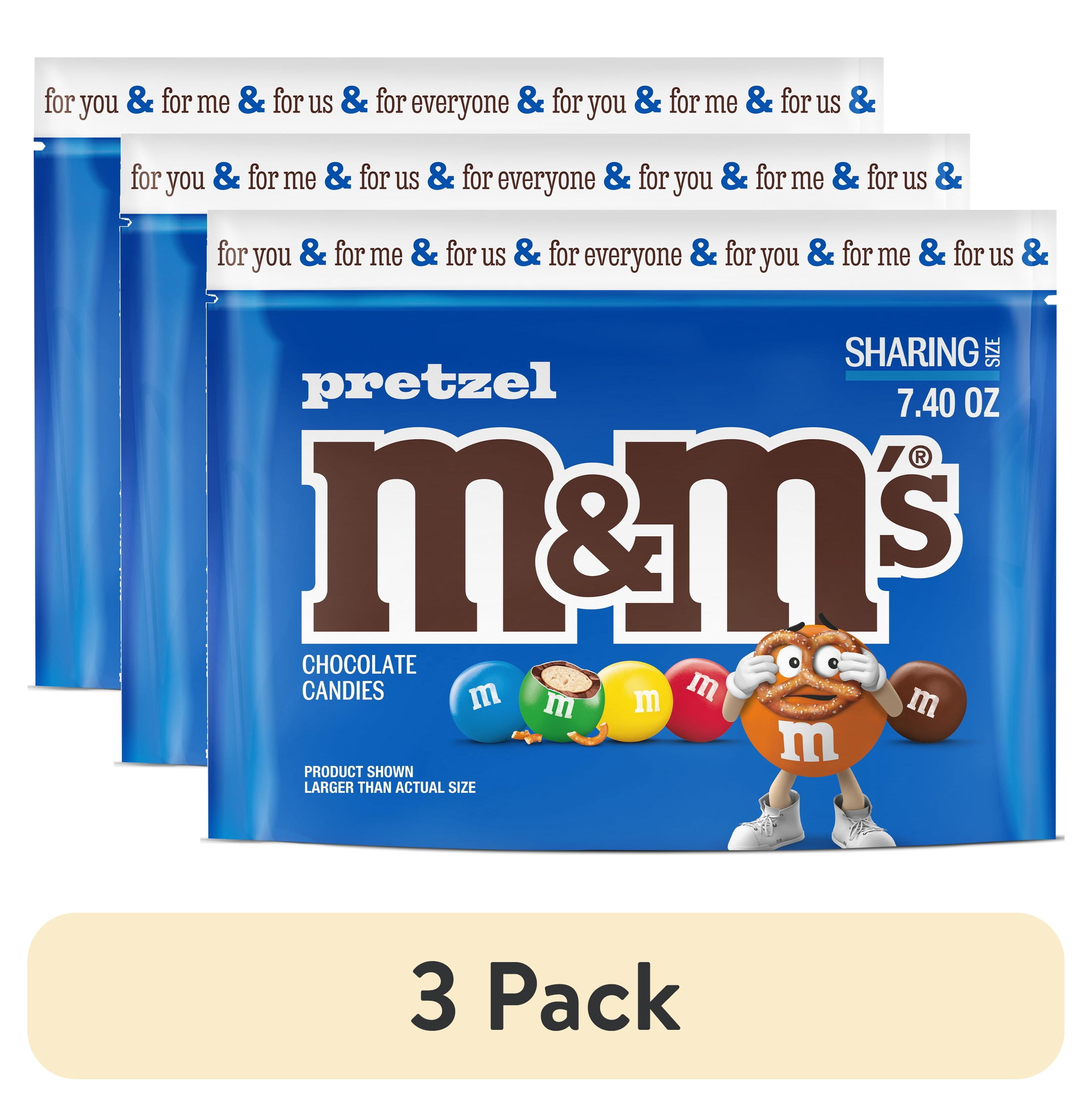 3 pack) M&M's Pretzel Milk Chocolate Candy, Sharing Size - 7.4 oz