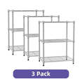 thumbnail image 1 of (3 Pack) M MZG Small Wire Rack Storage Shelving Unit Chrome, 3-Tier, 11.8" D x 17.7" W x 26.3" H, 1 of 8