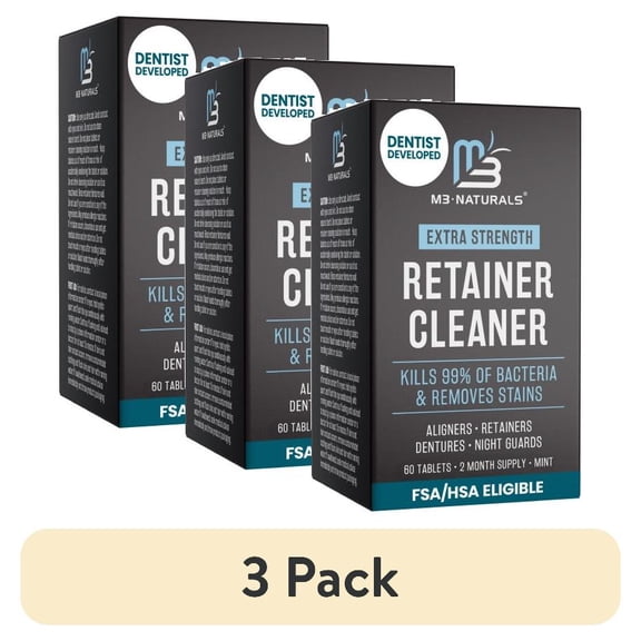 (3 pack) M3 Retainer Cleanser Tablets Cleaner | Denture Cleansers Retainers Mouth Guards 60 Tablets