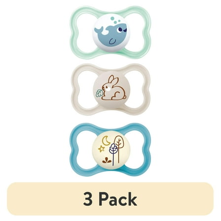 (3 pack) MAM Air Day & Night Pacifiers (3 pack), MAM Sensitive Skin Pacifier 6+ Months, Glow in the Dark Pacifier, Best Pacifier for Breastfed Babies, Baby Boy Pacifiers