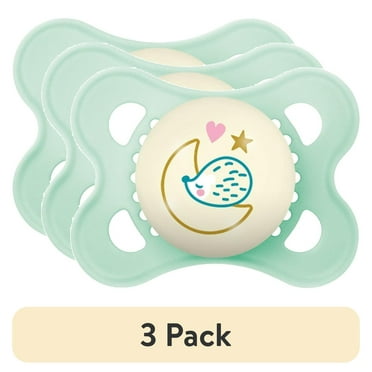 (3 pack) MAM Night Pacifier, 0-6 Months, Unisex, 2 Pack with Self-Sterilizing case
