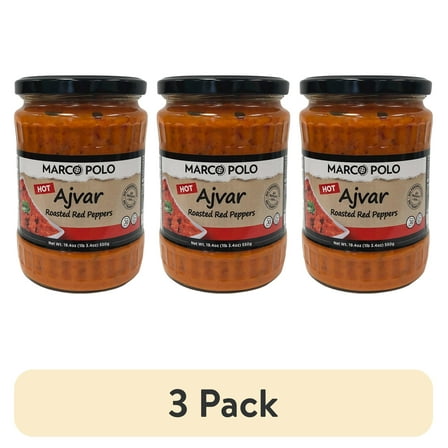 (3 pack) MARCO POLO Hot Ajvar Red Pepper Spread 19.3 oz