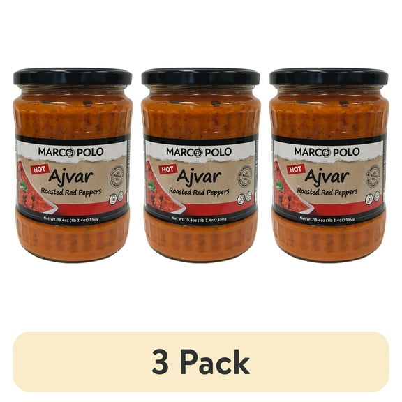 (3 pack) MARCO POLO Hot Ajvar Red Pepper Spread 19.3 oz