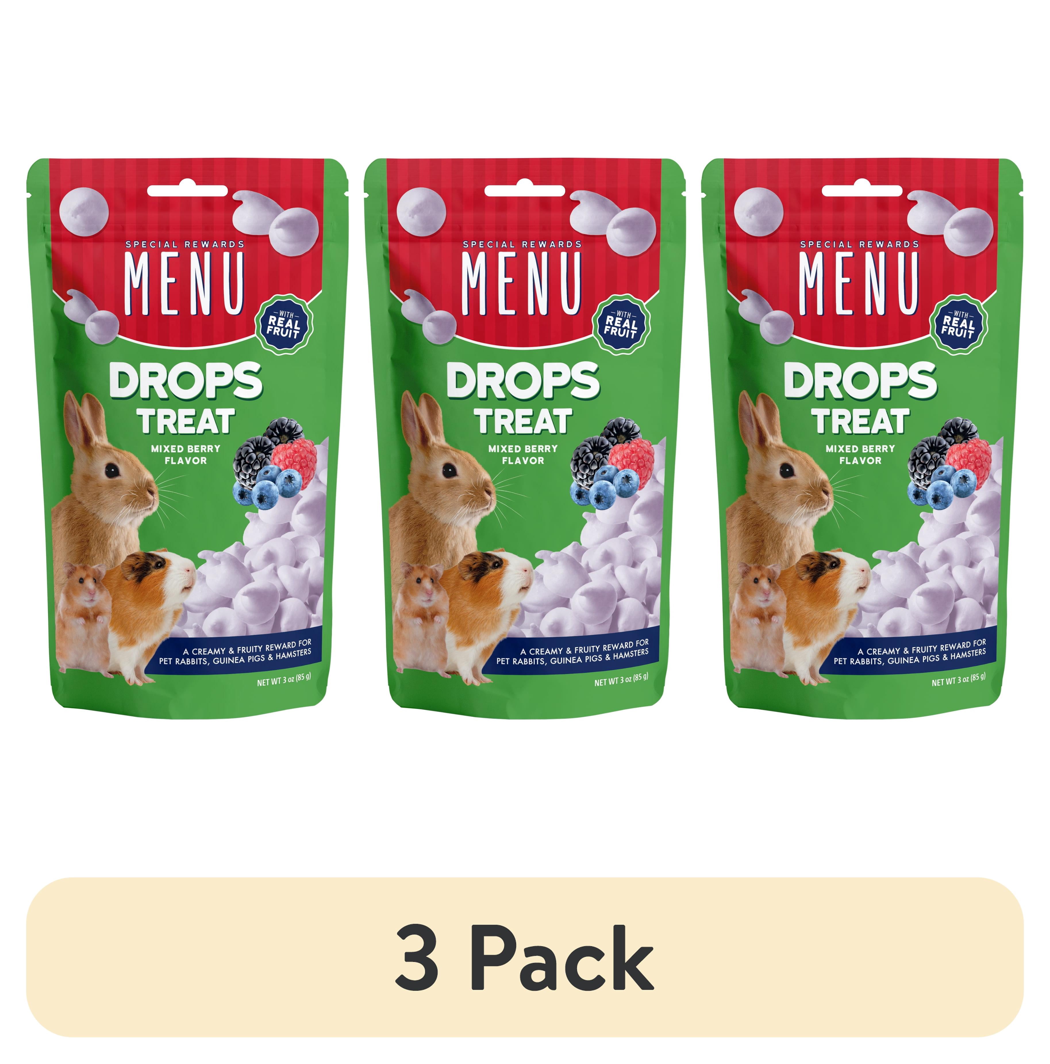 (3 pack) MENU Mixed Berry Drops - Treat for Pet Rabbits, Guinea Pigs, and Hamsters, 3.0 oz