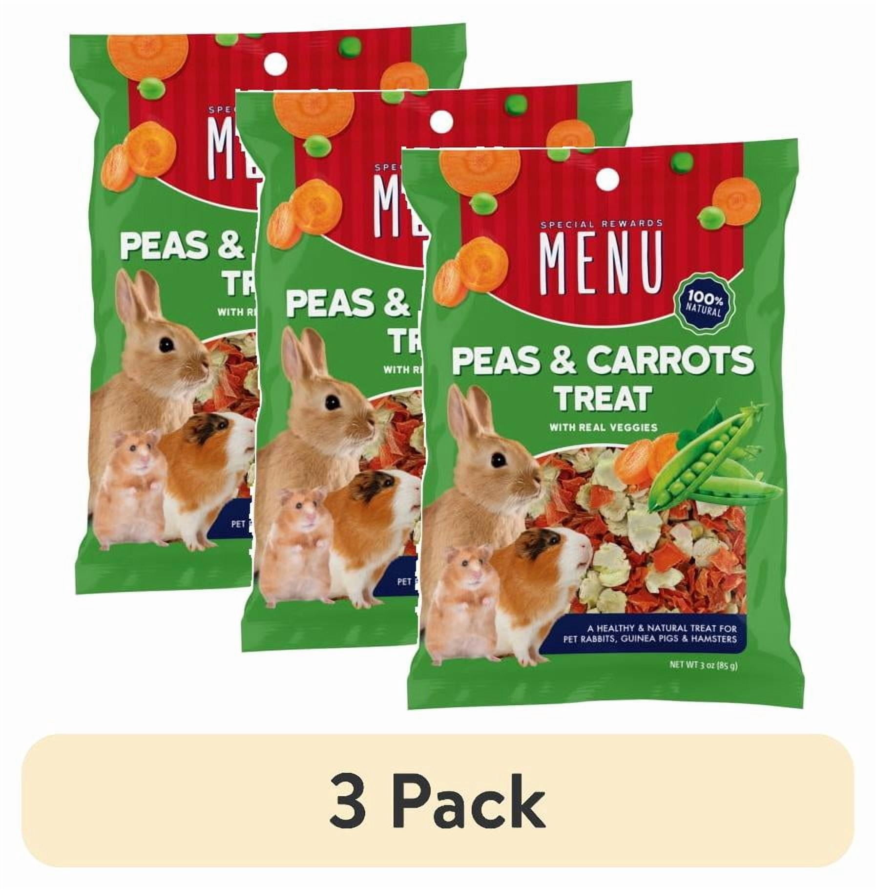 (3 pack) MENU Peas & Carrots Treat for Pet Rabbits, Guinea Pigs, and Hamsters, 3 ounce