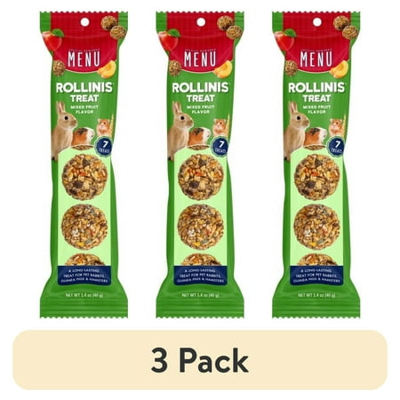 (3 pack) MENU Rollinis Mixed Fruit Small Animal Treat 1.4oz