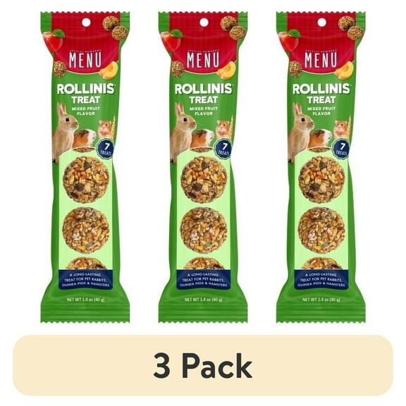 (3 pack) MENU Rollinis Mixed Fruit Small Animal Treat 1.4oz