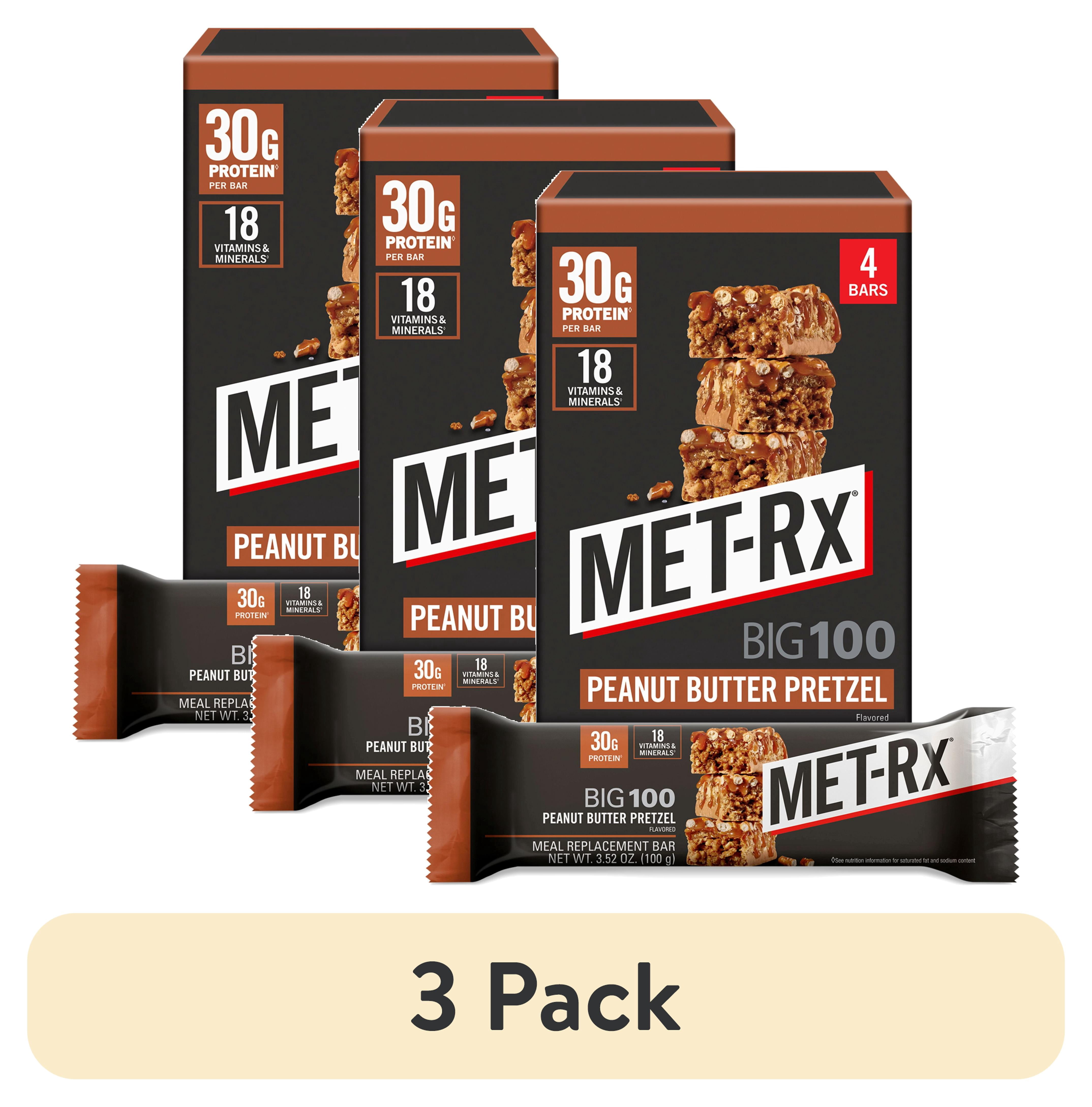 Scrub Rx (3 pack) MET-Rx Big 100 High Protein Meal Replacement Bars, Peanut ...