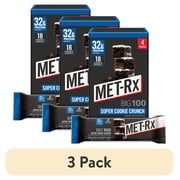 3 pack MET-Rx Big 100 High Protein Meal Replacement Bars, Super Cookie Crunch, 32g Protein, 3.52 oz, 4 Count